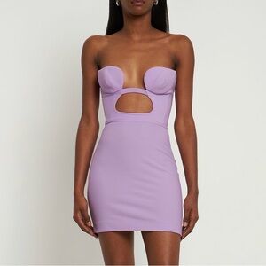Nensi Dojaka Lilac Crepe cutout strapless mini dress